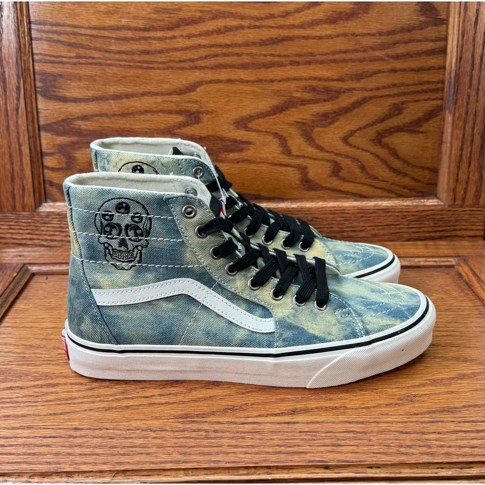 Vans Sk8 Hi Tapered Denim Embroidery Olive‎ White Shoes